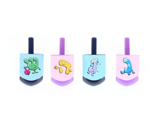 Pack of 2 Painted Wooden Dreidels