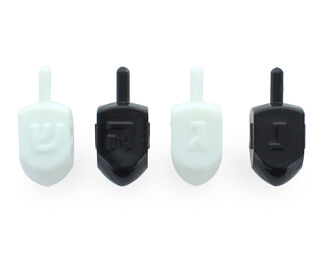 Pack of 4 Black & White Gloss Dreidels